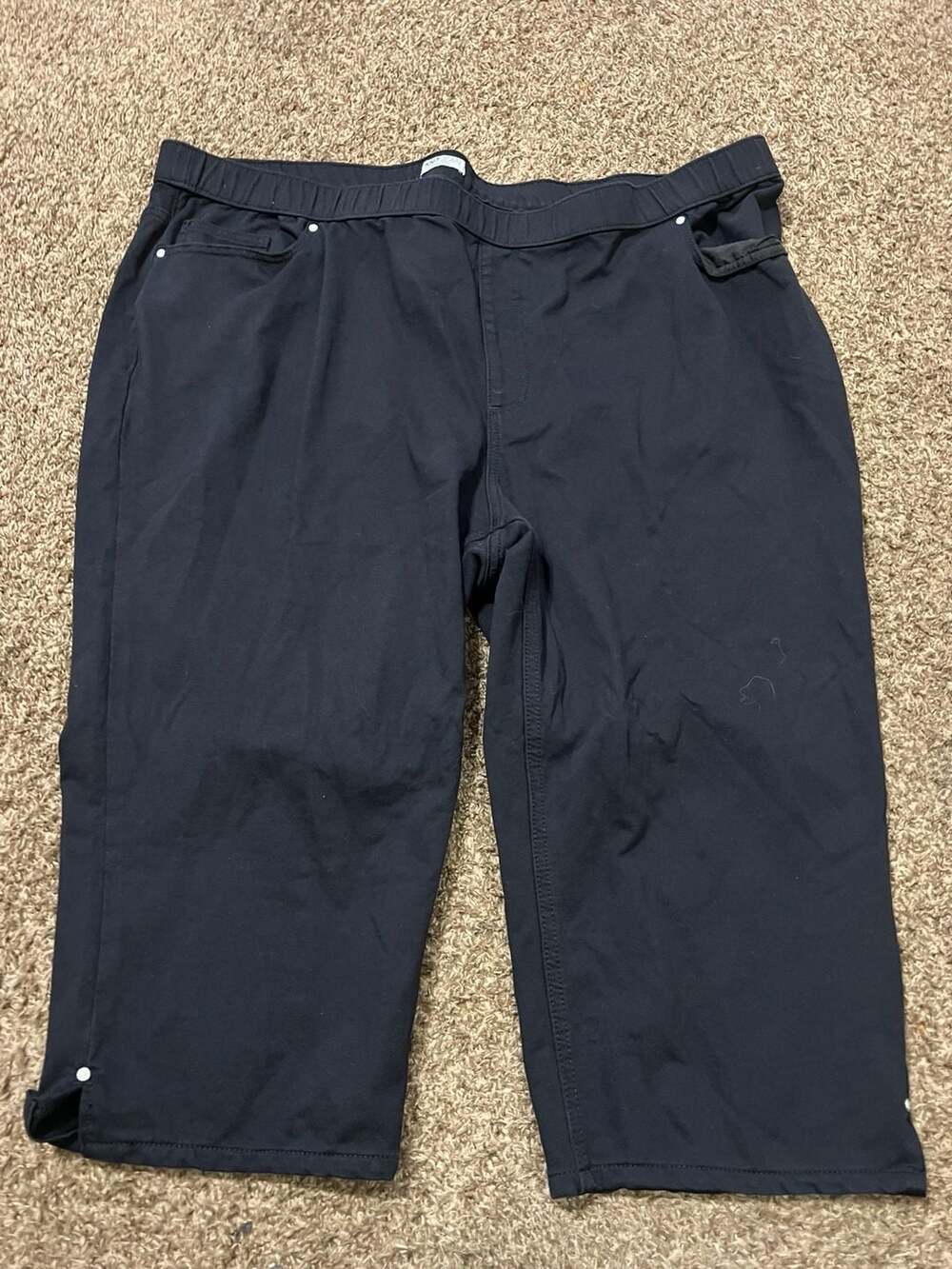 Catherines Women's Black Knit Jean Pull-On Capri Pants Size 3X (26/28W)